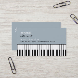 Music Piano Teacher Elegant Dusty Blue Visitkort