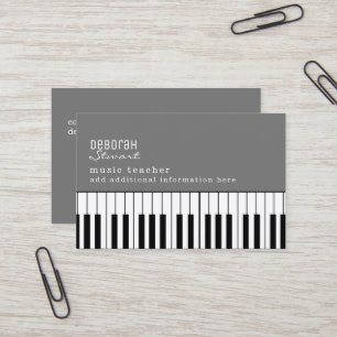 Music Piano Teacher Elegant White Affärskort Visitkort