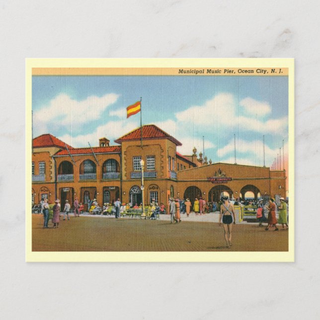 Music Pier, Ocean City, NJ Vintage Vykort (Framsida)