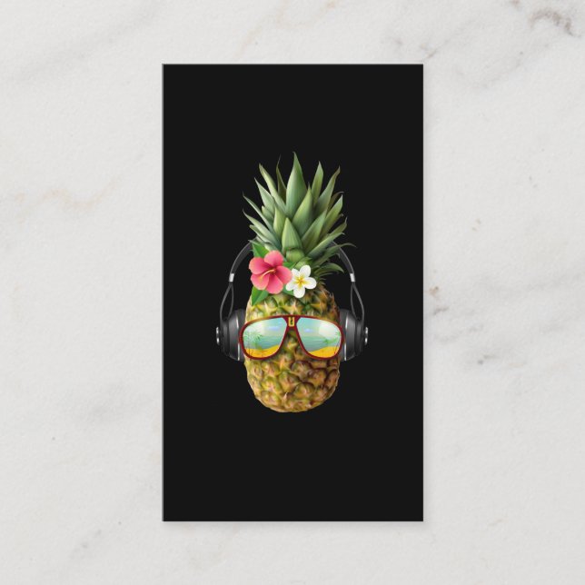 Music Pineapple Sunglasses Headphone Aloha Hawaii Visitkort (Framsida)