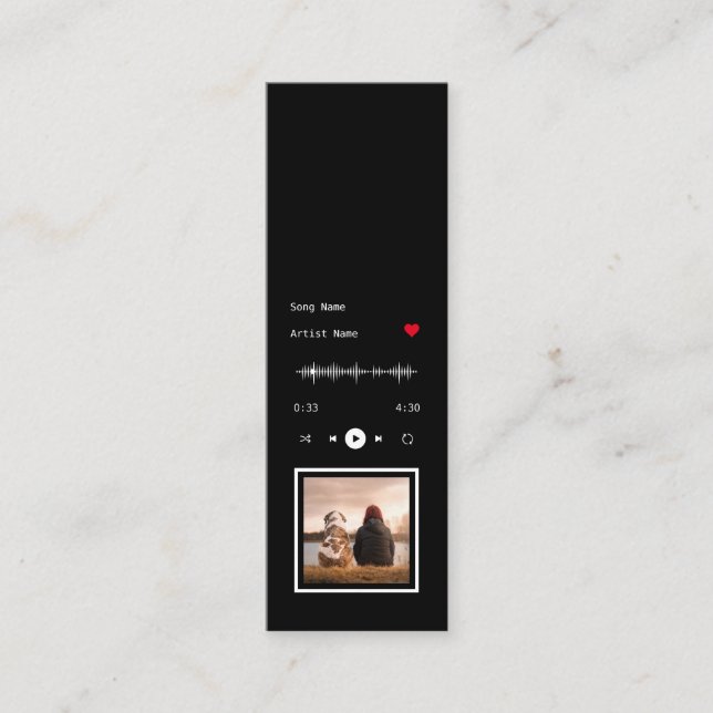 Music Player Artist och Sång Bokmärken Card Mini Visitkort (Framsida)