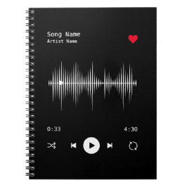 Music Player Artist och Sång Personlig Anteckningsbok