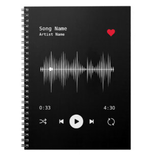 Music Player Artist och Sång Personlig Anteckningsbok
