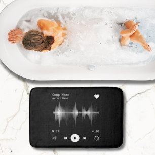Music Player Artist och Sång Personlig Black Badrumsmatta