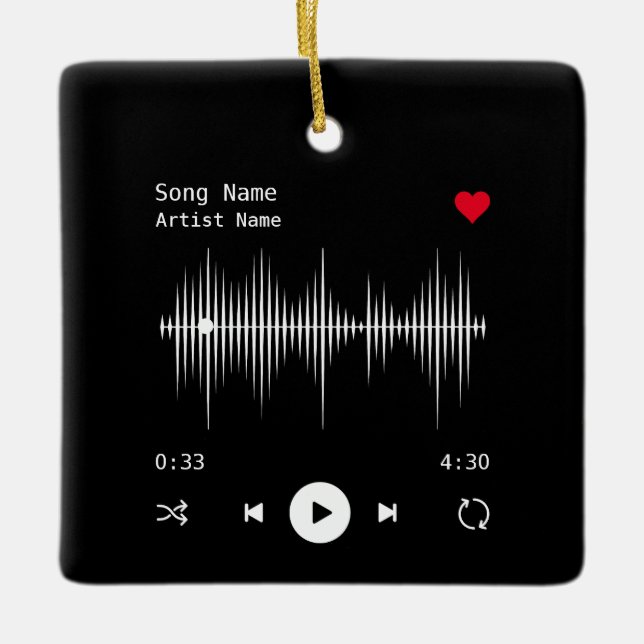 Music Player Artist och Sång Personlig Black Julgransprydnad Keramik (Framsida)