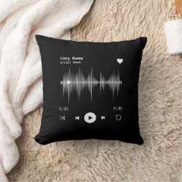 Music Player Artist och Sång Personlig Black Kudde