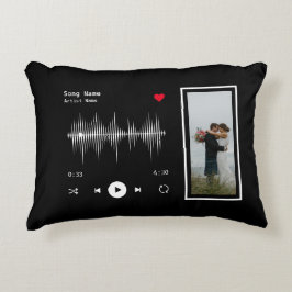 Music Player Artist och Sång Personlig Black Prydnadskudde