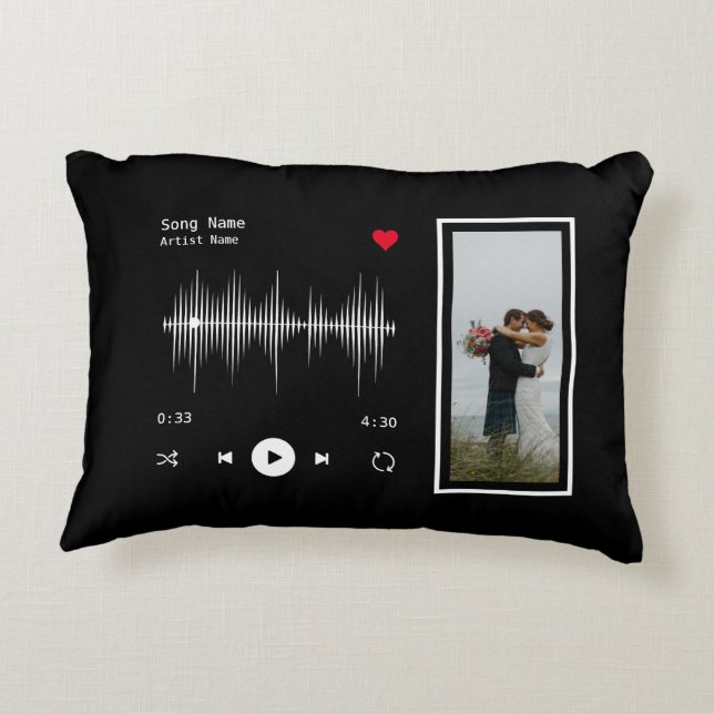 Music Player Artist och Sång Personlig Black Prydnadskudde (Baksidan)