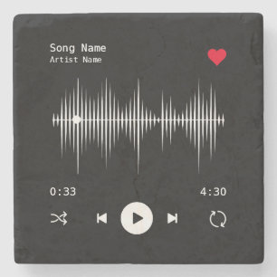 Music Player Artist och Sång Personlig Black Stenunderlägg