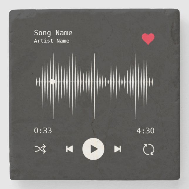 Music Player Artist och Sång Personlig Black Stenunderlägg (Framsidan)