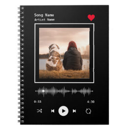 Music Player Artist och Sång Personlig Photo Anteckningsbok