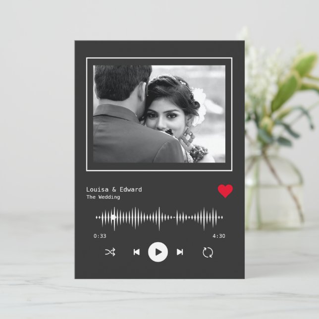 Music Player Bröllop Inbjudningar (Stående Fram)