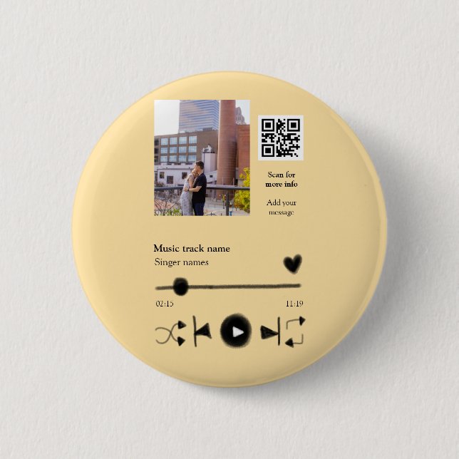Music player personalized couple love q r code tex knapp (Framsida)