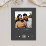 Music Player Photo Bröllop spara datum Meddelande Vykort<br><div class="desc">Höj volymen på kärlek med vår Music Player Photo Bröllop spara datum! Designat för par som vill visa sitt unika stil, har detta moderna och lekande kort en slank musikspellayout och meddelandet: "Vi trycker på för alltid." Anpassa den med ditt favoritfoto och berätta för dina gäster att din kärlek-berättelse slår...</div>