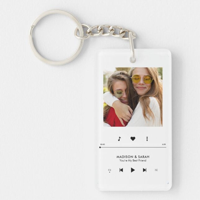 Music Player Photo Frame Personalized BFF Keychain Nyckelring (Framsidan)