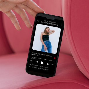Music Player Sång Photo Studenten 2024-inbjudan Kort