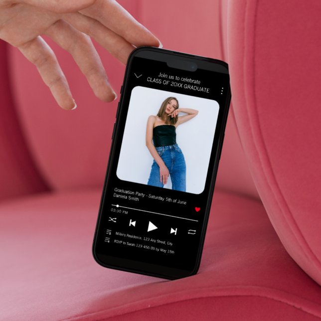 Music Player Sång Photo Studenten 2024-inbjudan Kort (Music Player Song Photo Graduation 2024 Invitation)