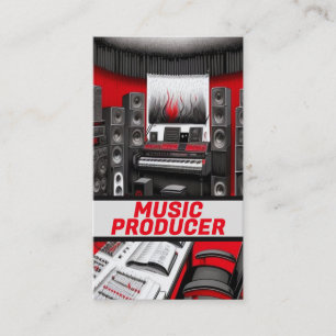 Music Producer Red and Black Visitkort