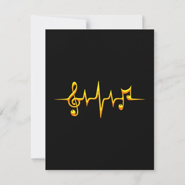 Music Pulse Notes Clef Frequency Wave Ljud Anteckningskort (Framsida)