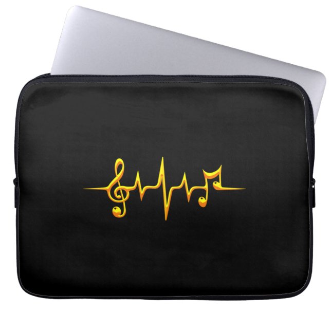 Music Pulse Notes Clef Frequency Wave Ljud Laptop Fodral (Framsidan)