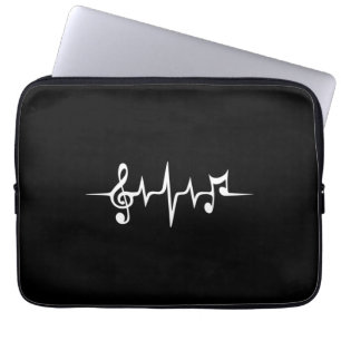 Music Pulse Notes Clef Frequency Wave Ljud Laptop Fodral