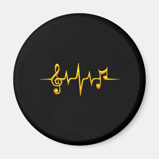 Music Pulse Notes Clef Frequency Wave Ljud Magnet (Framsidan)