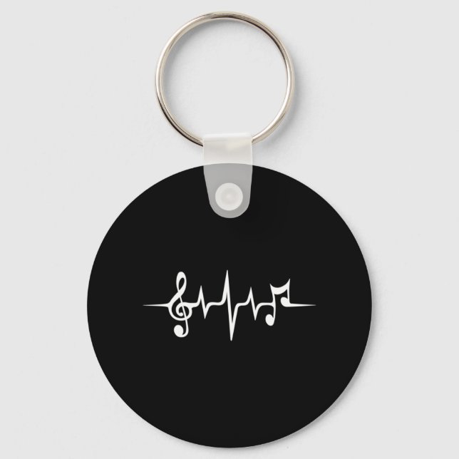 Music Pulse Notes Clef Frequency Wave Ljud Nyckelring (Framsida)