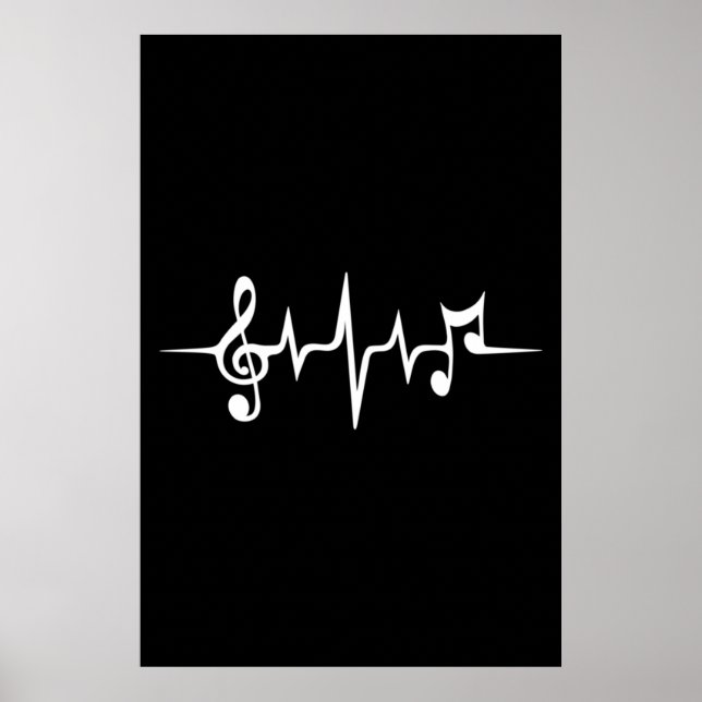 Music Pulse Notes Clef Frequency Wave Ljud Poster (Framsidan)