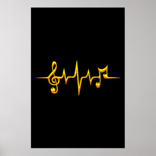 Music Pulse Notes Clef Frequency Wave Ljud Poster