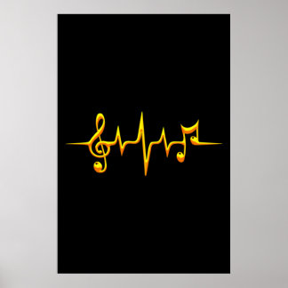 Music Pulse Notes Clef Frequency Wave Ljud Poster