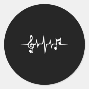 Music Pulse Notes Clef Frequency Wave Ljud Runt Klistermärke