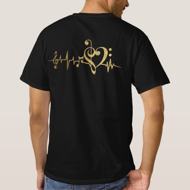 Music Pulse Notes Clef-pulsslag T Shirt (Baksida)