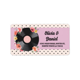 Music Record Bröllop Blommigt 1950-talets Adresset Adressetikett