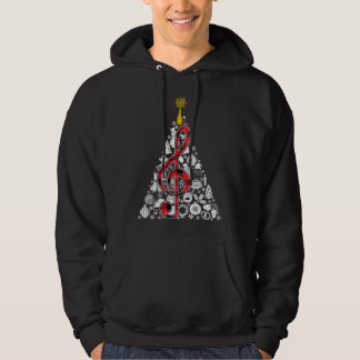 Music Red Play Julgran Ornament Decor Julafton Hoodie