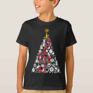 Music Red Play Julgran Ornament Decor Julafton T Shirt