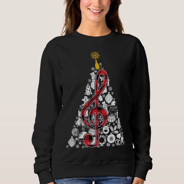 Music Red Play Julgran Ornament Decor Julafton T Shirt (Framsida)