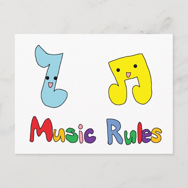 Music Regler Cute Musik noter Vykort (Framsida)