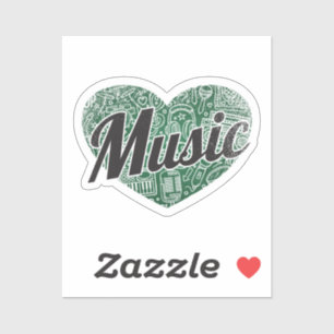 Music Retro Heart Blackboard Kärlek Klistermärken