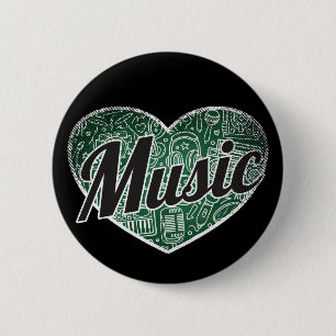 Music Retro Heart Blackboard Kärlek Knapp