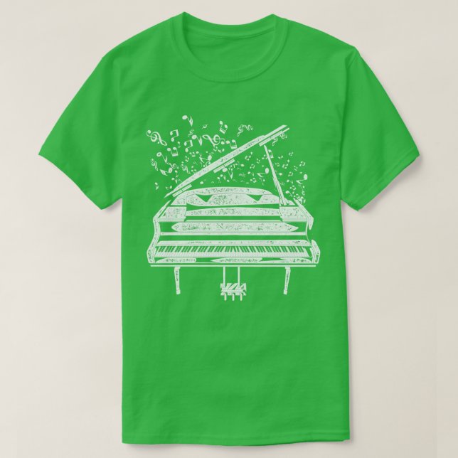 Music Retro Pianist Piano T Shirt (Design framsida)