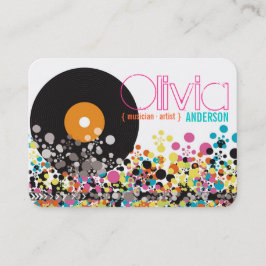 Music Retro Vintage Vinyl Colorful Pop Dots Artist Visitkort