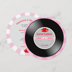 Music Retro Vinyl Record Wedding-inbjudan Inbjudningar