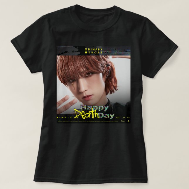 Music Retro Xdinary Heroes Junhan Lycklig Dödsdag T Shirt (Design framsida)