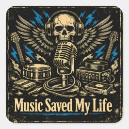 Music Saved My Life – Emotional Power Music Fyrkantigt Klistermärke