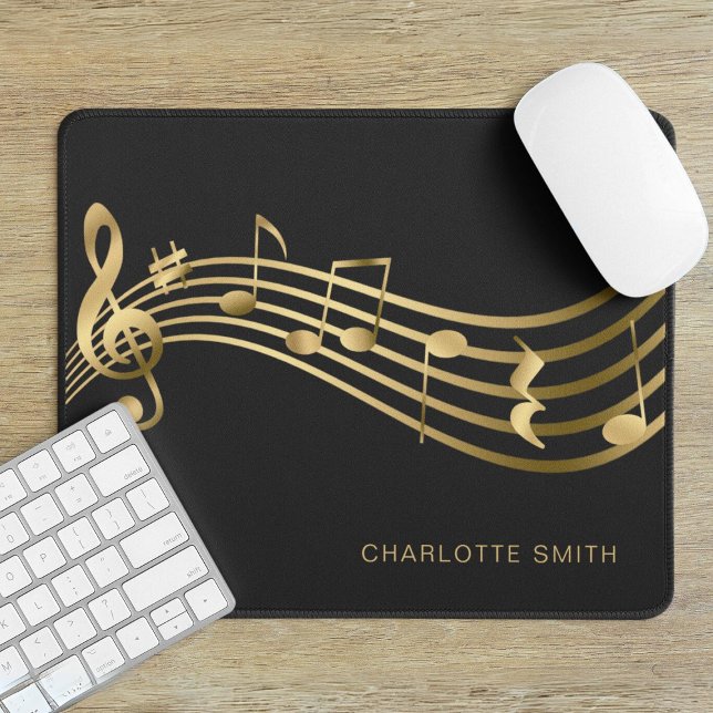 Music School Office Elegant Guld Musik noter Musmatta (Skapare uppladdad)