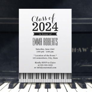 Music School Simple Piano Nycklar Studentfest Inbjudningar