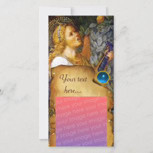 MUSIC SKAPAR ANGEL CHRISTMAS PARCHMENT Blue Gem Julkort