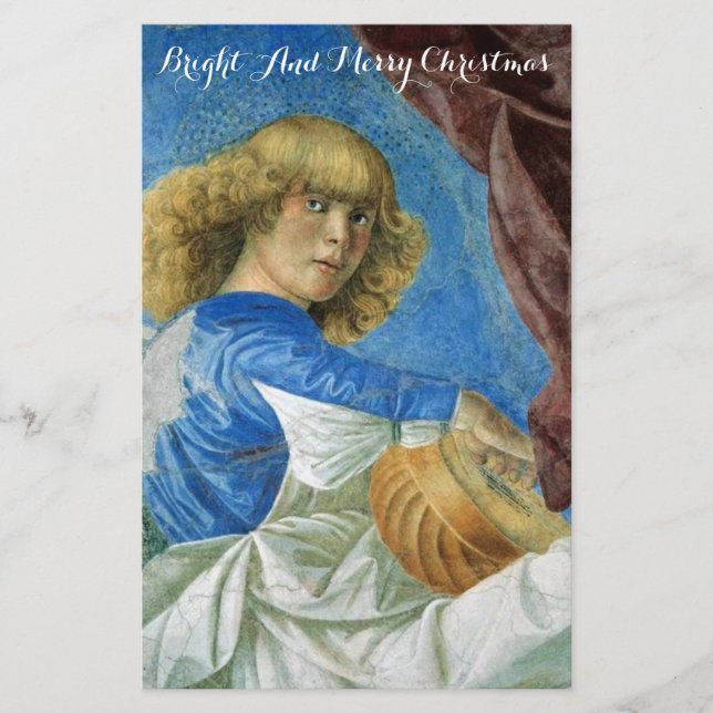 MUSIC SKAPAR CHRISTMAS ANGEL IN BLUE Lute Player Brevpapper (Framsida)