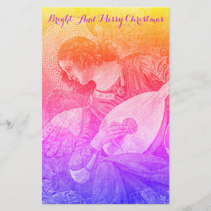 MUSIC SKAPAR CHRISTMAS ANGEL Rosa Blue Gult Brevpapper