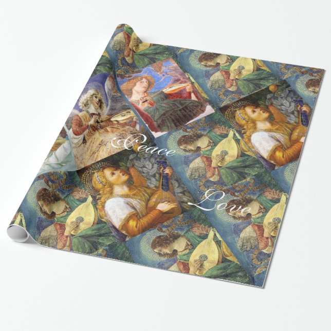 MUSIC SKAPAR CHRISTMAS ÄNGLAR, JOY PEACE KÄRLEK PRESENTPAPPER (Utrullad)